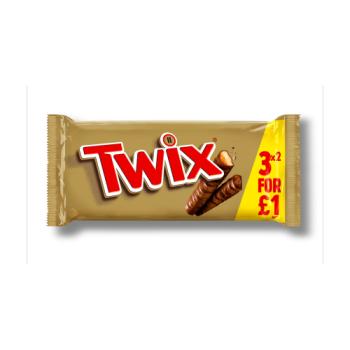 Twix Caramel & Milk Chocolate Fingers Biscuit Snack Bars Multipack  3 x 40g PMP £1