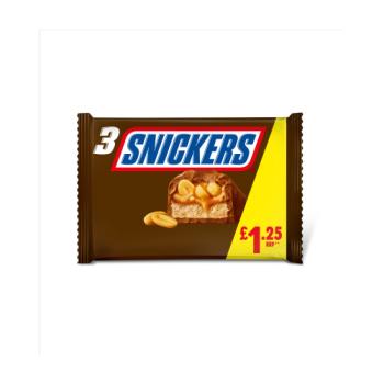 Snickers Caramel, Nougat, Peanuts & Milk Chocolate Bars Multipack £1.25 PMP 3x41.7g
