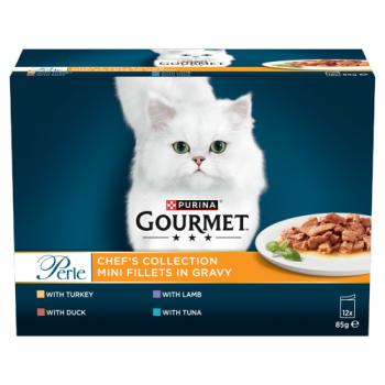 GOURMET Perle Chef's Collection Mini Fillets in Gravy Wet Cat Food 12x85g