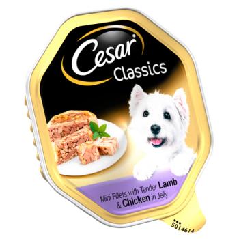 Cesar Classics Adult Wet Dog Food Tray with Lamb and Chicken in Jelly 150g
