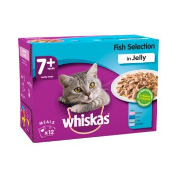 Whiskas Senior Wet Cat Food Pouches Fish in Jelly 12 x 100g