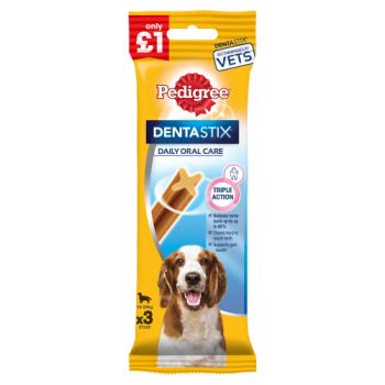 Pedigree Dentastix Daily Adult Medium Dog Dental Treats 3 Sticks 77g Clipstrip