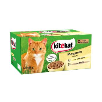 Kitekat Adult Wet Cat Food Tins Meaty Megamix in Jelly 6 x 400g