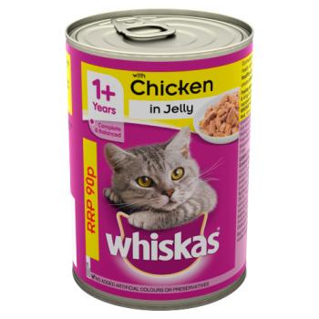 Whiskas Adult 1+ Wet Cat Food Tin with Chicken in Jelly 390g