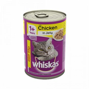 Whiskas Adult Wet Cat Food Tin Chicken In Jelly 390g Pmp 95p