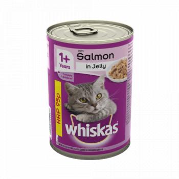 Whiskas Adult Wet Cat Food Tin Salmon in Jelly 390g