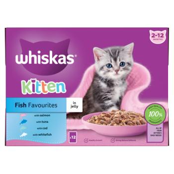 Whiskas Kitten Fish Favourites in Jelly 2-12 Months 12 x 85g (1.02kg)