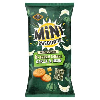 Jacob's Cheesy Specials Cream Cheese, Garlic & Herb Flavour Mini Cheddars 138g