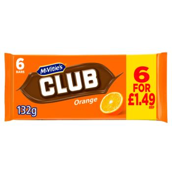 McVitie's Club Orange Bars 6 x 22g (132g)