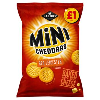 Jacob's Mini Cheddars Red Leicester Baked Snacks 105g PMP £1