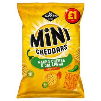 Jacob's Mini Cheddars Nacho Cheese & Jalapeño Snacks 105g PMP £1