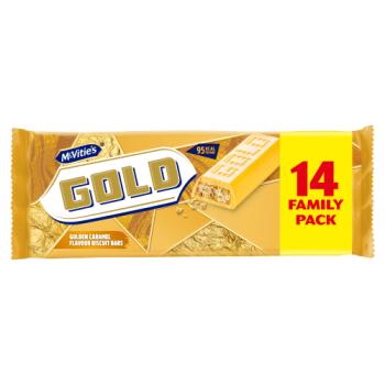 McVitie's 14 Crunchy Biscuit Bars with a Unique Gold Coating 2 x 124g