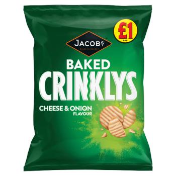 Jacobs Crinklys Cheese & Onion Flavour Baked Snacks 105g