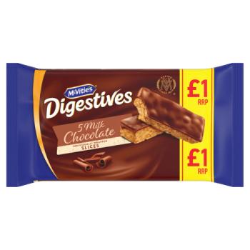 McVitie's Digestive 5 Chocolate Slices Cake Snack Bars 114.1g