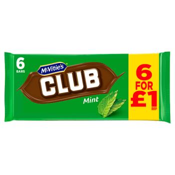 McVitie's Club Mint Bars 6 x 22g (132g)
