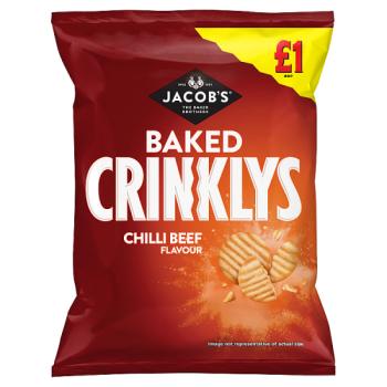 Jacob's Crinklys Chilli Beef Baked Snacks 105g £1 PMP