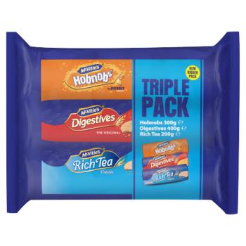 McVitie's Digestives, Rich Tea & Hobnobs Biscuits Triple Pack 900g