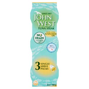 John West Tuna Steak with a Little Sunflower Oil 3 x 60g