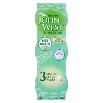 John West Tuna Steak with a Little Spring Water 3 x 60g