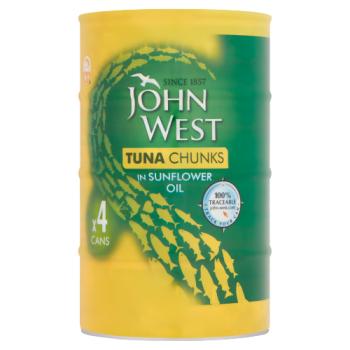 John West Tuna Chunks in Sunflower Oil 4 x 145g