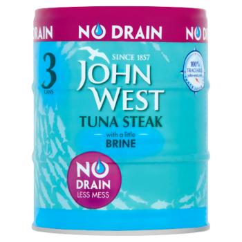 John West No Drain Tuna Steak with a Little Brine 3 x 110g