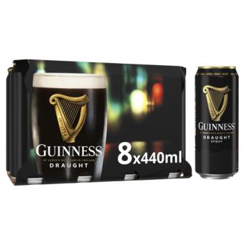 Guinness Draught Stout Beer 4.1% vol 8x440ml Cans