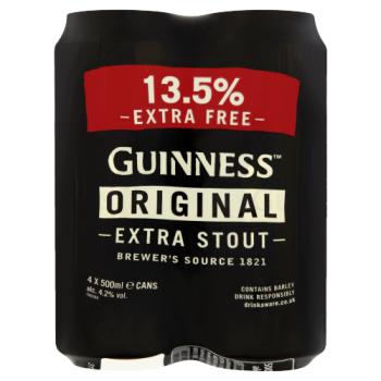 Guinness Original Extra Stout Beer 4 x 500ml Can