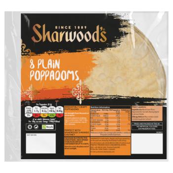 Sharwood's 8 Plain Poppadoms