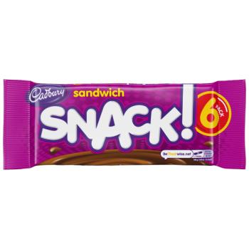 Cadbury Snack Sandwich Chocolate Bar X 6