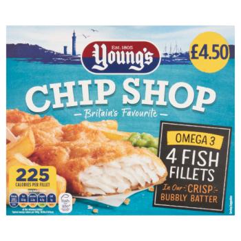 Young's Chip Shop 4 Fish Fillets 400g