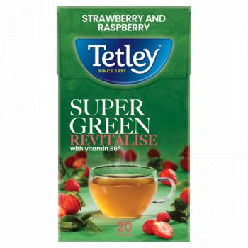 Tetley Super Green Revitalise Strawberry and Raspberry 20 Tea Bags 40g