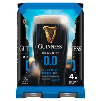Guinness Draught 0.0% Non-Alcoholic Stout 4 x 500ml Pack