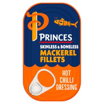 Princes Skinless & Boneless Mackerel Fillets Hot Chilli Dressing 125g