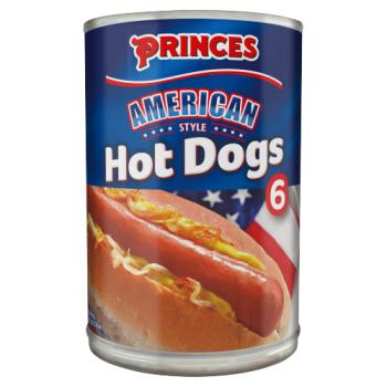 Princes 6 American Style Hot Dogs 400g