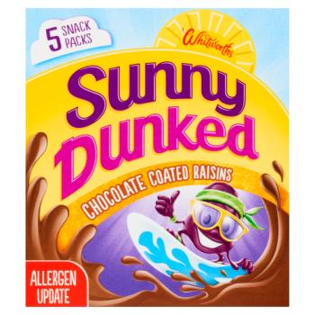Whitworths Sunny Dunked Chocolate Coated Raisins 5 x 25g (125g)