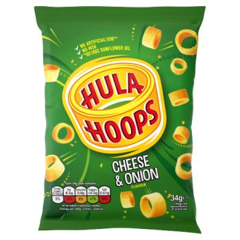 Hula Hoops Cheese & Onion Crisps 34g