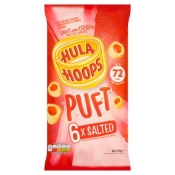 Hula Hoops Puft Salted Flavour Wheat & Potato Rings 6 x 15g