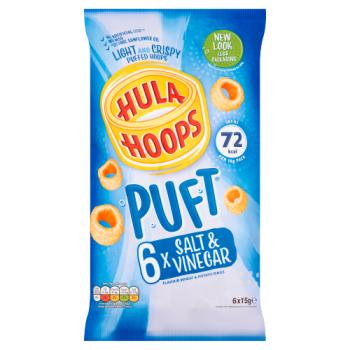 Hula Hoops Puft Salt & Vinegar Flavour Wheat & Potato Rings 6 x 15g