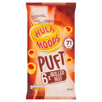 Hula Hoops Puft Grilled Beef Flavour Wheat & Potato Rings 6 x 15g