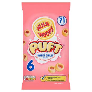 Hula Hoops Puft Sweet Chilli Multipack Crisps 6 Pack