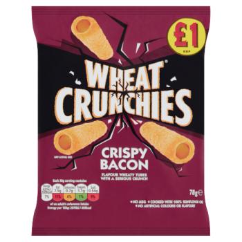 Wheat Crunchies Crispy Bacon Flavour Wheaty Tubes with a Serious Crunch 78g