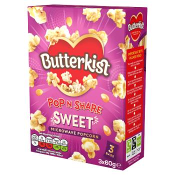 Butterkist Pop n Share Sweet Microwave Popcorn 3 x 60g