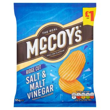 McCoy's Salt & Malt Vinegar Sharing Crisps 65g, £1 PMP