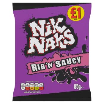 Nik Naks Rib 'N' Saucy Crisps 85g £1 PMP