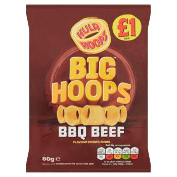 Hula Hoops Big Hoops BBQ Beef Crisps 80g PM £1