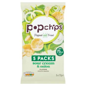 Popchips Sour Cream & Onion Flavour Potato Snacks 5 x 17g