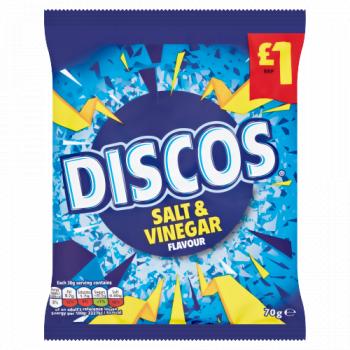 Discos Salt & Vinegar Crisps 70g £1 PMP