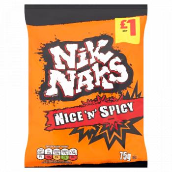 Nik Naks Nice 'N' Spicy Crisps 75g, £1 PMP