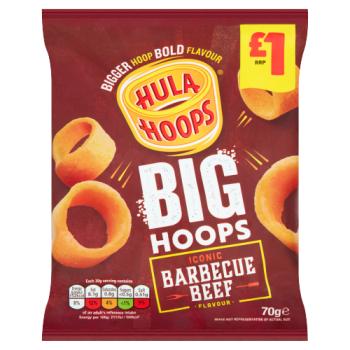 Hula Hoops Big Hoops BBQ Beef Crisps 70g
