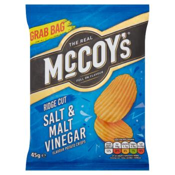 McCoy's Ridge Cut Salt & Malt Vinegar Flavour Potato Crisps 45g